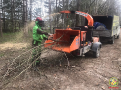 В Чеконе под Анапой во время субботника применили измельчитель древесины
