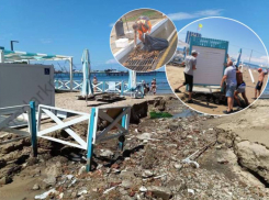 Лечебный пляж разрушен: в Анапе устраняют последствия ливня