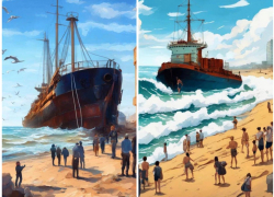 Сухогруз «BLUE SHARK» на побережье Анапы показали глазами нейросети