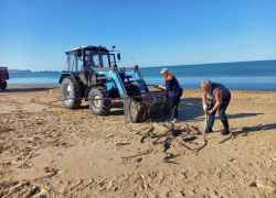 На пляжах Анапы завершили очистку нового песка от камней и мусора