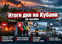 Обломки БПЛА подожгли три предприятия, УФАС взялось за бензин, а за мазут насчитали 49,5 млрд: итоги 28 сентября на Кубани