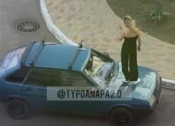 В Анапе рассерженная девушка разнесла "девятку" своего друга