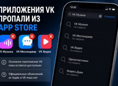 Из российского App Store исчезли «VK Музыка», «VK Видео» и «VK Мессенджер»