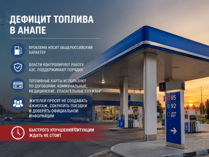 «Быстрого улучшения ждать не стоит»: мэр Анапы прокомментировала дефицит топлива