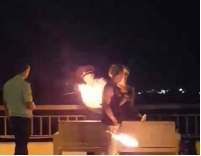 Участники фаер-шоу  в Анапе направили огненный шар в полицейского