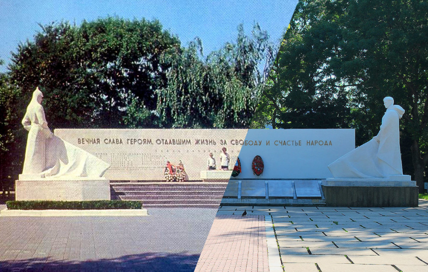 Анапа прежде и сейчас: «Вечный огонь» в сквере Боевой Славы зажгли в честь годовщины Октябрьской Революции