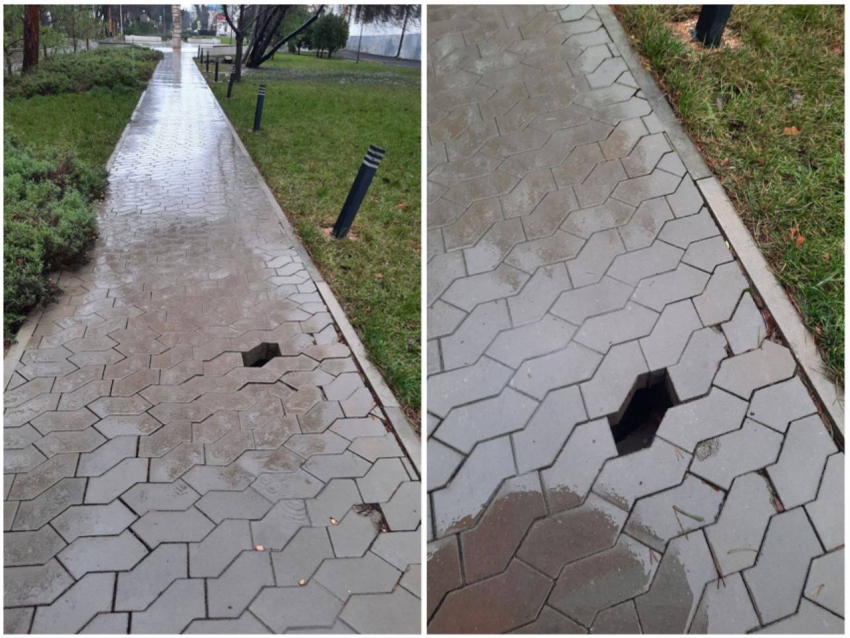 «И трех лет не простояло»: в Анапе разрушилась плитка на аллее в честь 300-летия прокуратуры 