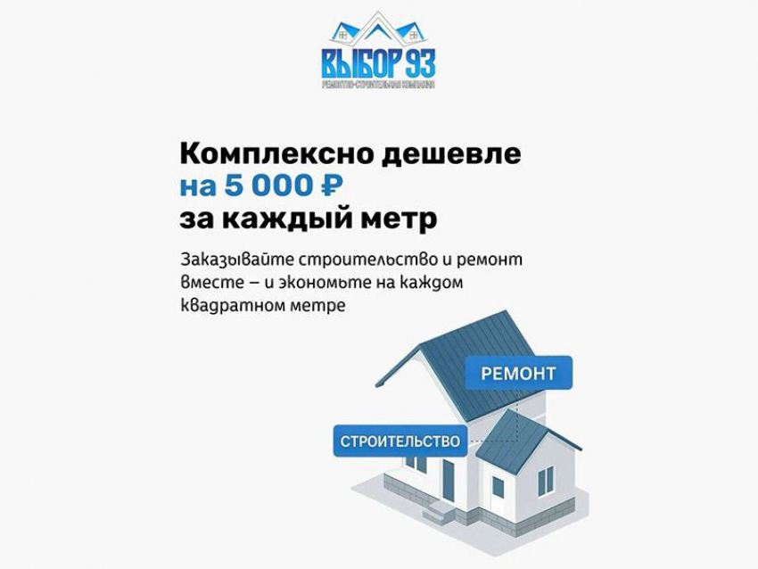 Выгодное предложение от строительной компании «Выбор 93» – экономия 5 000 руб. за м.кв!
