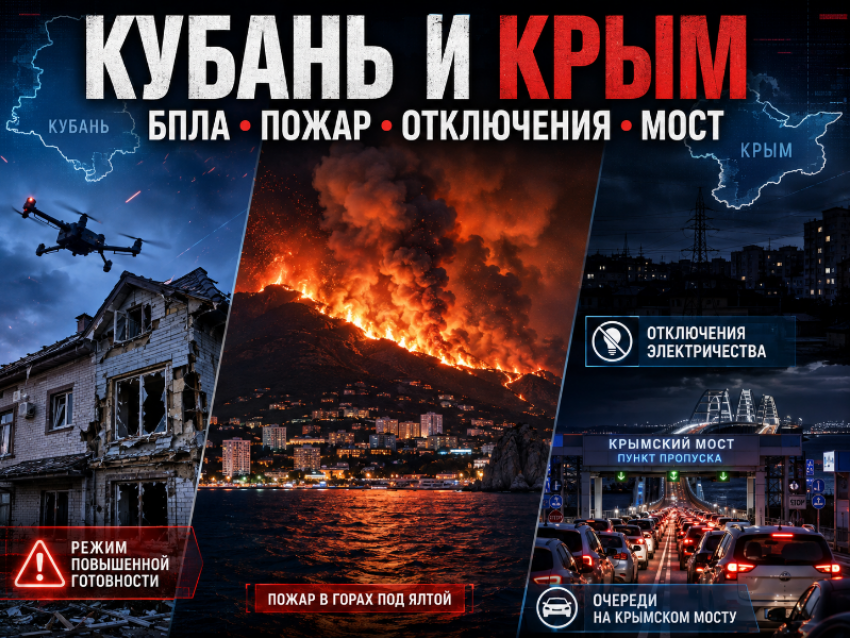 БПЛА, 50 гектаров огня и 600 машин у Крымского моста: что происходит на Кубани и в Крыму 21 августа