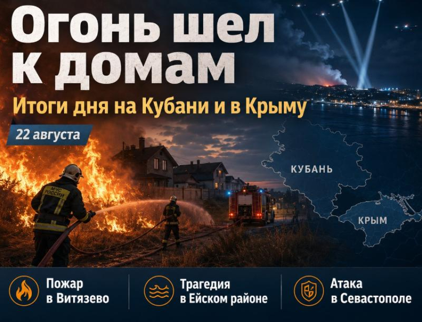 Огонь шел к домам, в Ейском районе погибли люди, в Севастополе атакован автобус: итоги 22 августа на Кубани и в Крыму