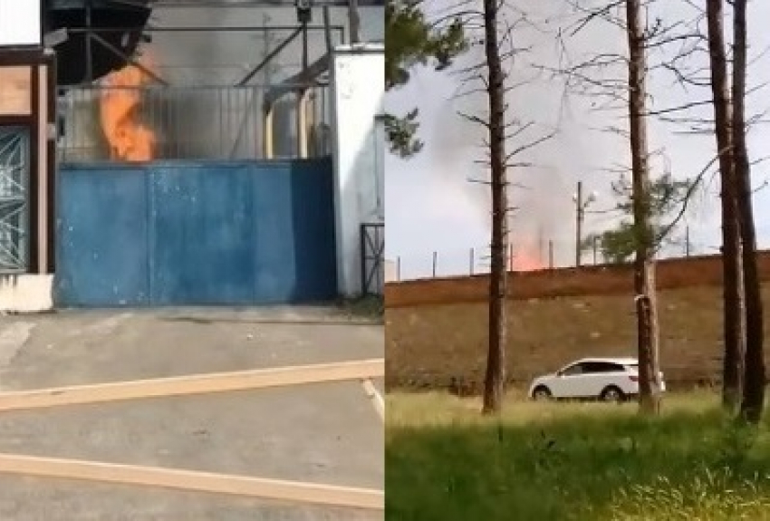 В станице Анапской на территории винзавода случился пожар