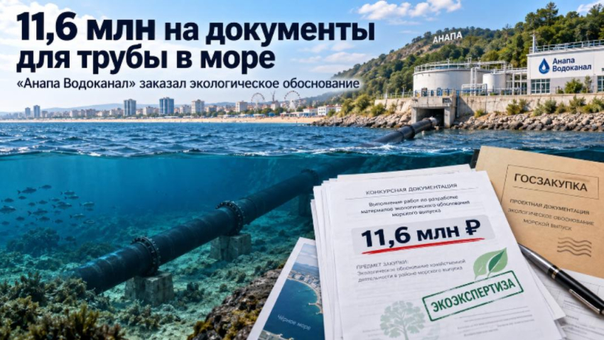 11,6 млн на документы для трубы в море: зачем «Анапа Водоканал» заказал экологическое обоснование