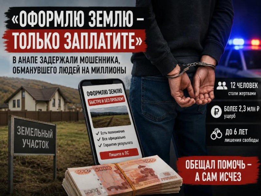  В Анапе задержан мошенник, похитивший у граждан более 2,3 млн рублей