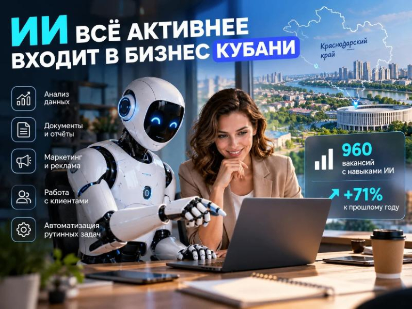 ИИ уже стал рабочим инструментом Кубани: спрос на специалистов с навыками нейросетей вырос на 71%