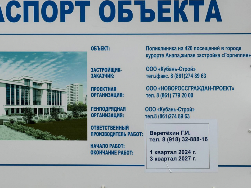 Строительство поликлиники в «Горгиппии» возобновлено: когда в Анапе откроется новое медучреждение?